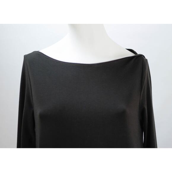 Eileen Fisher Dark Brown Long Sleeve Tuck Collar A-Line Dress Sz Petite M - Picture 2 of 4